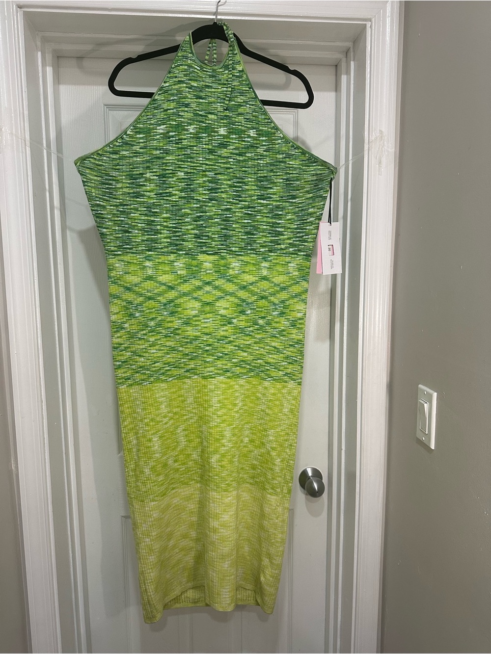 Sleeveless Halter Knit Midi Dress - Green